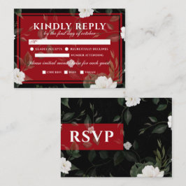 Cartão De Informações RSVP de Casamento de Flores Brancas Elegantes