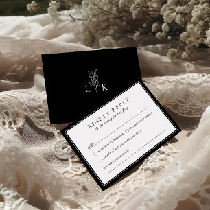 Cartão De Informações RSVP de Casamento de Folha de Elegante