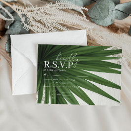 Cartão De Informações RSVP de Casamento de Folha de Palma Tropical