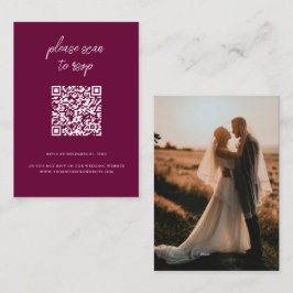 Cartão De Informações RSVP de Casamento de Foto Burgundy do Código QR El
