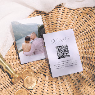 Cartão De Informações RSVP de Casamento de Foto do Código QR de Tipograf