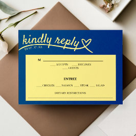 Cartão De Informações RSVP de Casamento de Resposta do Coração Azul e Am