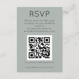 Cartão De Informações RSVP de Casamento de Sage de Código Simples QR