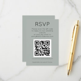 Cartão De Informações RSVP de Casamento de Sage de Código Simples QR