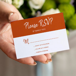 Cartão De Informações RSVP de casamento de script de terracotta simples 