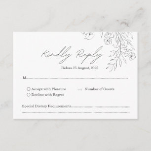 Cartão De Informações RSVP de Casamento de Script Manuscrito Minimalista