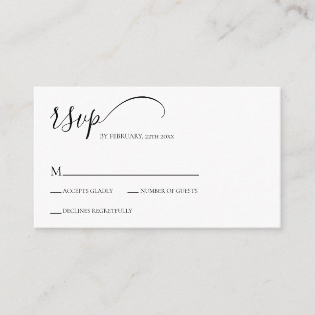 Cartão De Informações RSVP de Casamento de Script Simples (Frente)