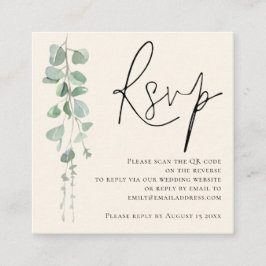 Cartão De Informações RSVP de Casamento do Código QR do Eucalyptus Ivory