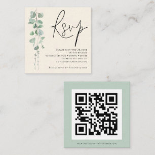 Cartão De Informações RSVP de Casamento do Código QR do Eucalyptus Ivory