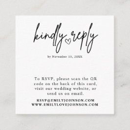 Cartão De Informações RSVP de Casamento do Código QR Romântico Moderno E