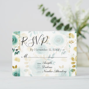 Cartão De Informações RSVP de Casamento do Rosa Dourado Branco da Casa d