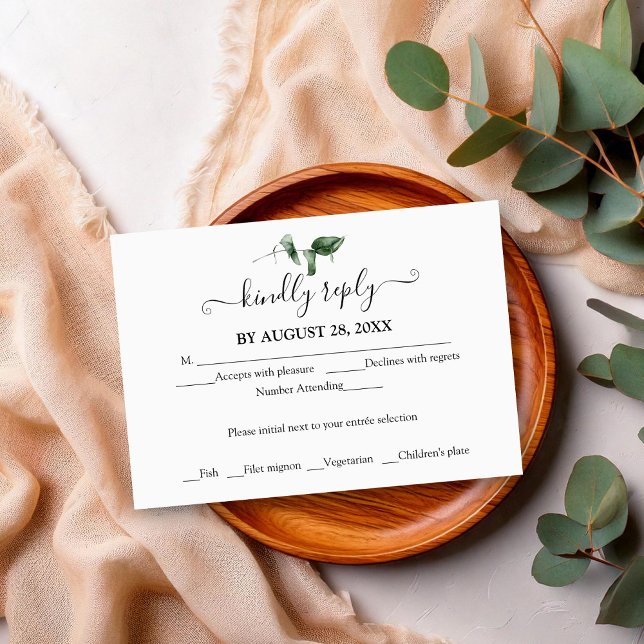 Cartão De Informações RSVP de Casamento Eucalyptus Simples (Criador carregado)