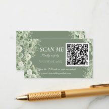 RSVP de casamento floral branco verde-sage