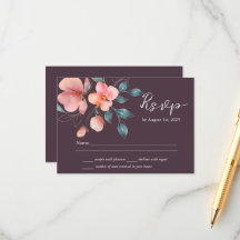 RSVP de Casamento Floral Dourado e Rosa Moderno El