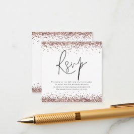 Cartão De Informações RSVP de Casamento Glitter Dourado do Código QR Ele