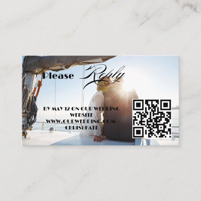 Cartão De Informações RSVP de Casamento | Limpeza mínima do código QR (Frente)