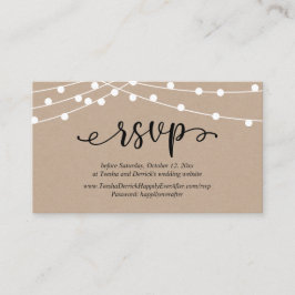 Cartão De Informações RSVP de Casamento, Luzes de Corda Rustic Kraft