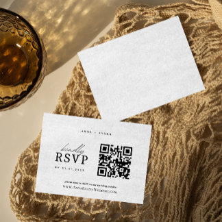 Cartão De Informações RSVP de Casamento Minimalista com Código QR
