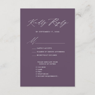Cartão De Informações RSVP de casamento minimalista com letra elegante e