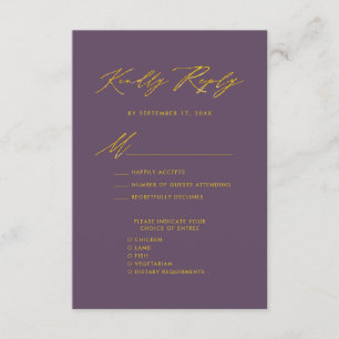 Cartão De Informações RSVP de Casamento Minimalista do Script Dourado Ma