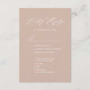 Cartão De Informações RSVP de Casamento Minimalista Rosa-Rosa-Rosa-Blush