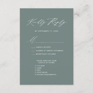 Cartão De Informações RSVP de Casamento Minimalista Verde do Elegante Sc