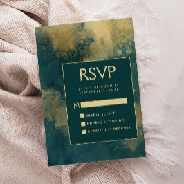 Cartão De Informações RSVP de casamento moderno abstrato em aquarela azu