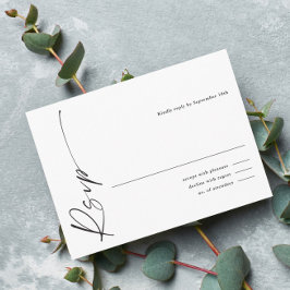 Cartão De Informações RSVP de Casamento Negro e Branco do Script Elegant