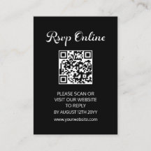 RSVP de Casamento Negro Minimalista do Script Mode