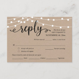 Cartão De Informações RSVP de Casamento, Opções de Refeições, Luzes de C