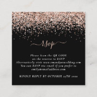 RSVP de Casamento Preto do Código QR Glitter Doura