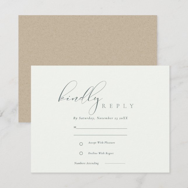 Cartão De Informações RSVP de Casamento Preto e Branco de Script Elegant (Frente/Verso)