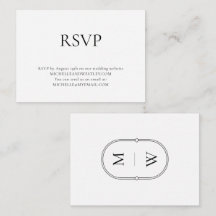 RSVP de Casamento Preto e Branco do Monograma Mini