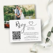 RSVP de Casamento QR Foto do Coração da Caligrafia