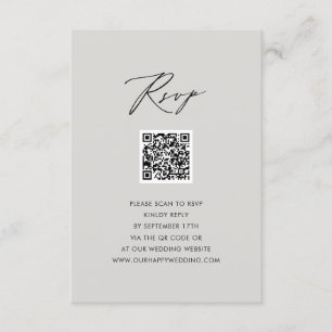 Cartão De Informações RSVP de Casamento QR Simples de Script Elegante de