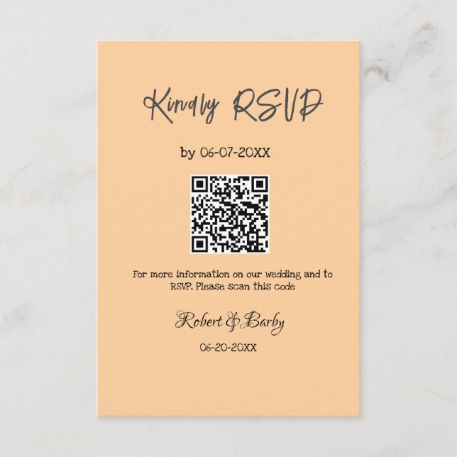 Cartão De Informações RSVP de casamento simples código QR simples (Frente)