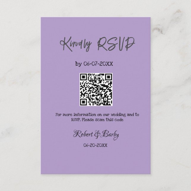 Cartão De Informações RSVP de casamento simples código QR simples (Frente)