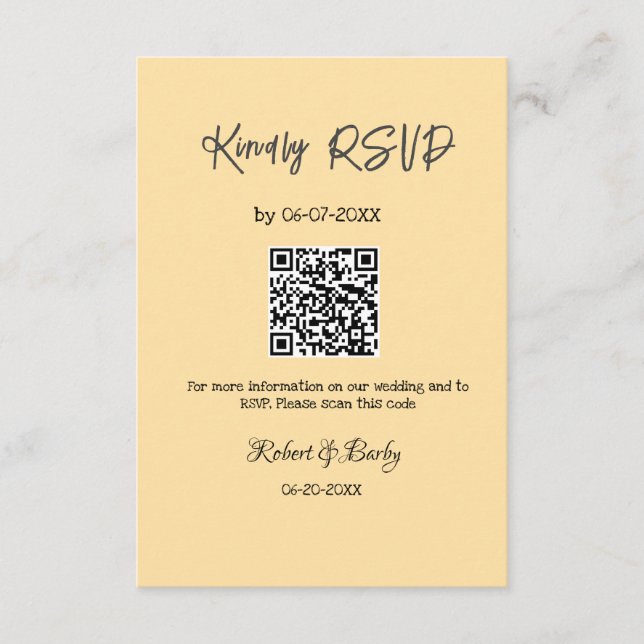Cartão De Informações RSVP de casamento simples código QR simples (Frente)