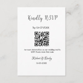 Cartão De Informações RSVP de casamento simples código QR simples