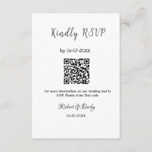 Cartão De Informações RSVP de casamento simples código QR simples