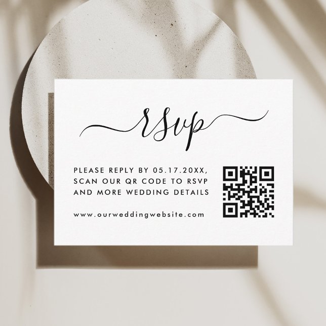Cartão De Informações RSVP de Casamento Simples com Código QR (Criador carregado)