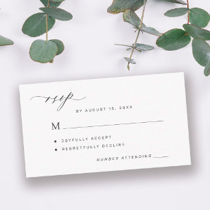 Cartão De Informações RSVP de casamento simples preto e branco