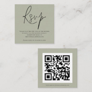 Cartão De Informações RSVP de Casamento Verde do Sage com Código QR Suav