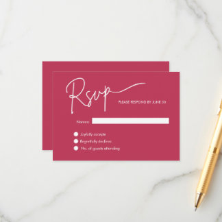 Cartão De Informações RSVP de casamento vermelho magenta minimalista mod