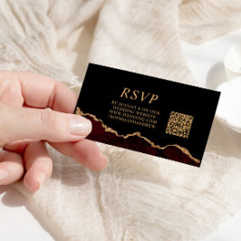 Cartão De Informações RSVP de Código QR de Casamento de Fontes Dourado P