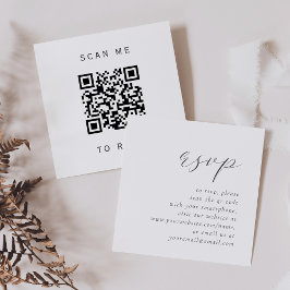Cartão De Informações RSVP de Código QR de Casamento de Script de Cinza