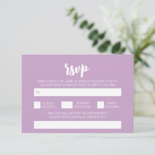 Cartão De Informações RSVP de Código QR de Casamento Lilac Simples Moder