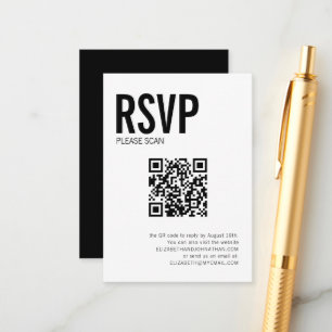 Cartão De Informações RSVP de Código QR do Site de Casamento de Tipograf