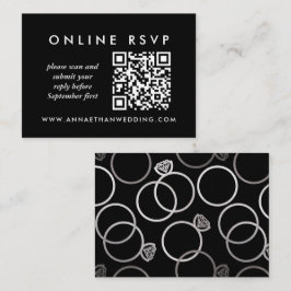 Cartão De Informações RSVP de Código QR Online de Casamento de Prata Mod