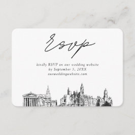 Cartão De Informações RSVP de Desenho Minimalista de Casamento de Filadé
